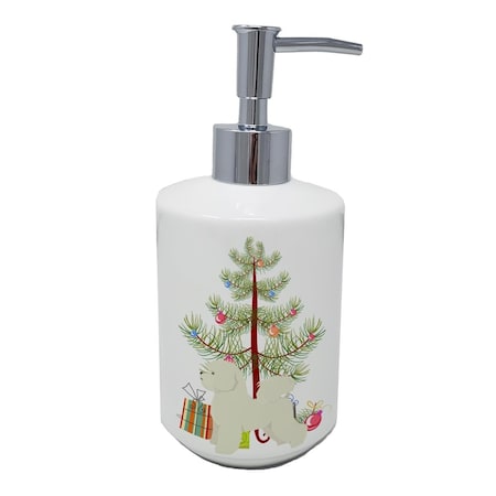 Carolines Treasures 7 x 3.5 in. Bichon Frise Christmas Tree Ceramic Soap Dispenser CK3521SOAP